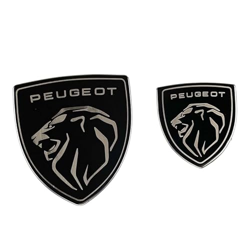 JUNZAI Auto Frontgrill Emblem, Für Peugeot 3008 207 2008 308 306 206, Emblem vorne zentraler Kühlergrill, Heckkofferaufkleber aus Metall, Autozubehör, Schwarz von JUNZAI