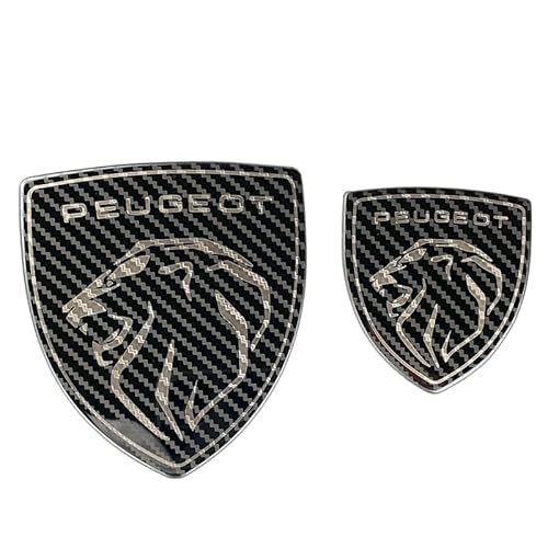 JUNZAI Autoaufkleber für Peugeot 3008 207 2008 308 306 206, Emblem vorne mittig, Kofferraum aus Metall, Autozubehör, Carbon Fiber von JUNZAI