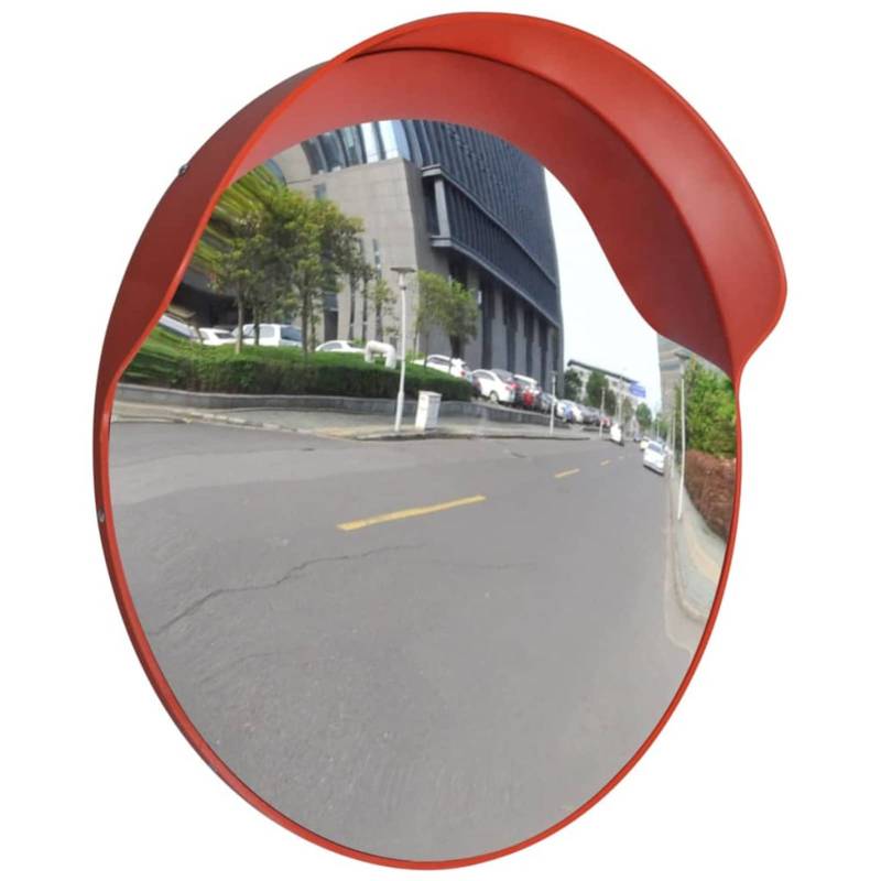 JUNZAI Verkehrsspiegel, Ausfahrt Spiegel, Konvexer Spiegel, Spiegel Ausfahrt, Traffic Mirror, Einparkhilfe Garage, Konvex PC-Kunststoff Orange 60 cm Outdoor von JUNZAI