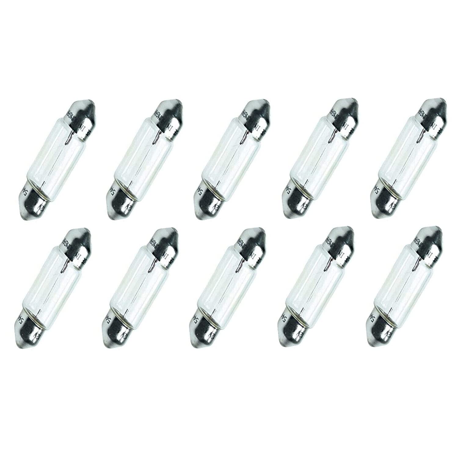 10x C5W 36 mm 12V Original Jurmann Ersatz Halogen Soffitte Lampe für Innenbeleuchtung - Kofferraum Handschuhfach Kennzeichen Tür Fußraum - E-geprüft von JURMANN