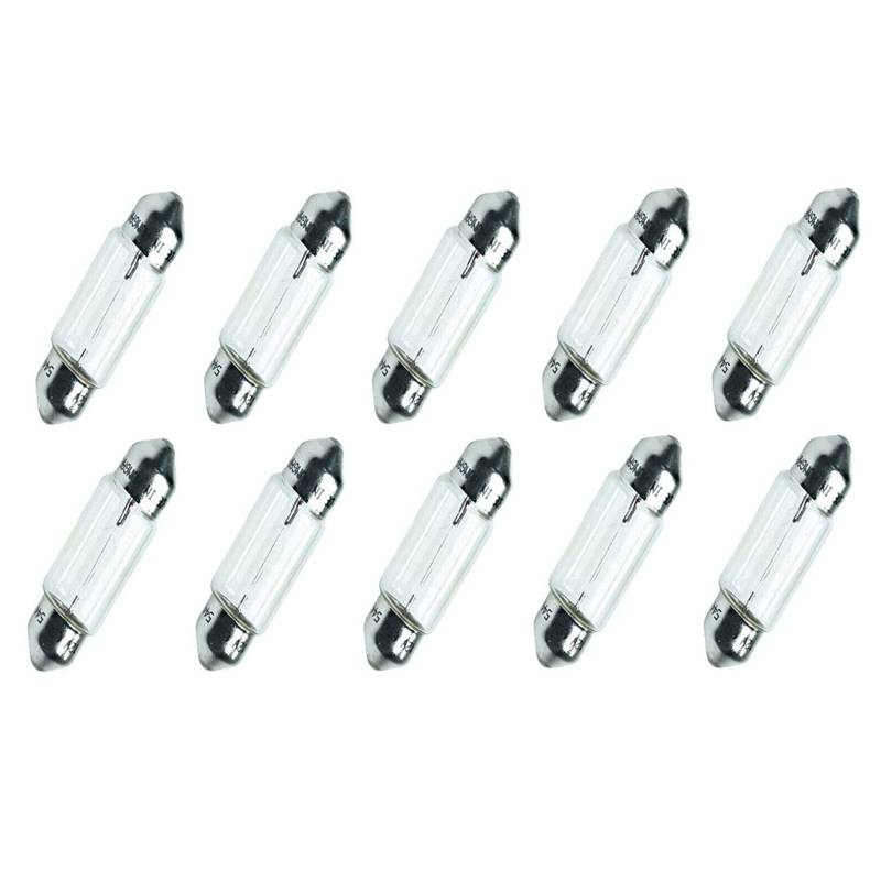 10x C5W 36 mm 12V Original Jurmann Ersatz Halogen Soffitte Lampe für Innenbeleuchtung - Kofferraum Handschuhfach Kennzeichen Tür Fußraum - E-geprüft von JURMANN