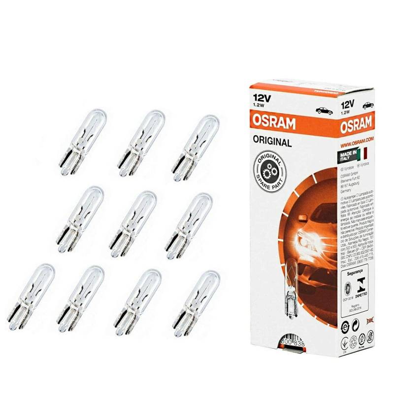 JURMANN 10x Osra.m W1,2W 12V 2721 Standard Innenbeleleuchtung Einrichtung Signalbeleuchtung Ersatz Halogen Lampe E-geprüft von JURMANN