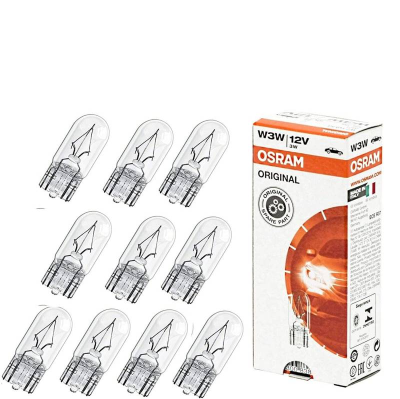 10x Osra.m W3W 12V 2821 Standard Bremslicht Hecklicht Parklicht Lizenzlicht Ersatz Halogen Lampe E-geprüft von JURMANN