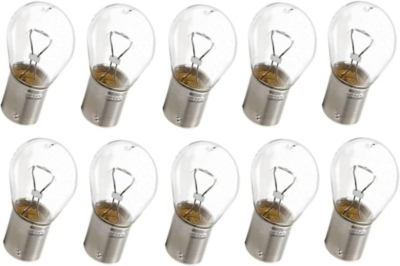 10x P21W 12V 21W BA15S Lampen Rückfahrlicht Bremslicht Blinklicht Glas 10 Stück von JURMANN