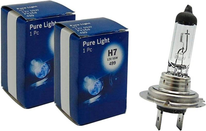 2x Bosch H7 55W 12V PX26d 1987302777 Pure Light Weiß Premium Qualität Ersatz Scheinwerfer Halogen Auto Lampe - E-geprüft von JURMANN