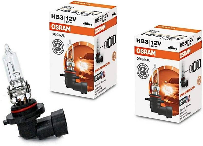 2x HB3 60W 12V 9005 Original Weiß Long Life Ersatz Halogen Birne für Scheinwerfer, Fernlicht, Nebelleuchte vorne - E-geprüft von JURMANN