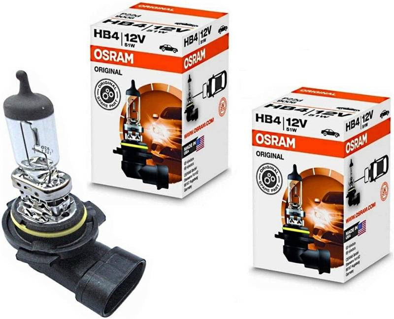 2x Osra.m HB4 51W 12V P22d 9006 Original Weiß Ersatz langlebig Scheinwerfer Halogen Auto Lampe - E-geprüft von JURMANN