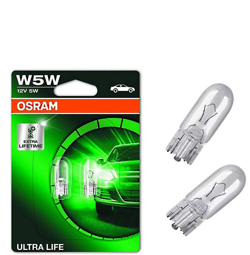 2x Original Ultra Life W5W 12V 2825ULT-02B High Tech Ersatz Halogen Birne für Standlicht Positionslicht Bremslicht Hecklicht Innenlicht Leselicht Blinker seitlich E-geprüft von JURMANN