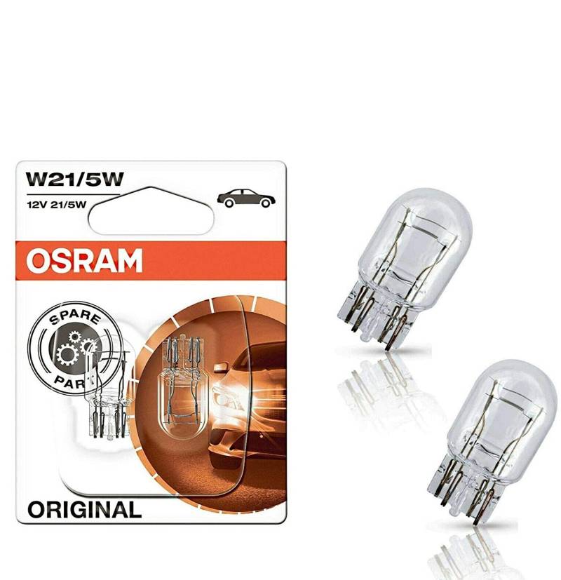 2x Original W21/5W 12V 7515-02B Standard Ersatz Halogen Birne für Bremslicht Tagfahrlicht Hecklicht Parklicht E-geprüft von JURMANN