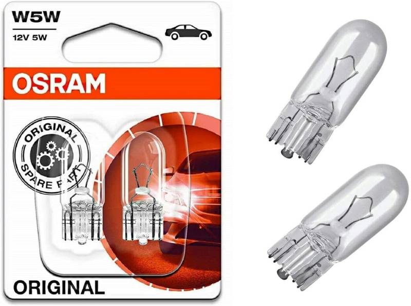 2x Original W5W 12V 2825-02B Standard Ersatz Halogen Birne für Standlicht Positionslicht Bremslicht Hecklicht Innenlicht Leselicht Blinker seitlich E-geprüft von JURMANN