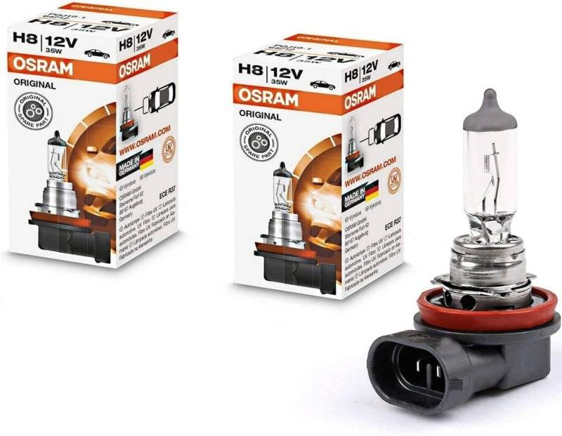 2x Osra.m H8 35W 12V 64212 Original Standard Weiß Ersatz Halogen Birne für Scheinwerfer, Fernlicht, Nebelleuchte vorne - E-geprüft von JURMANN