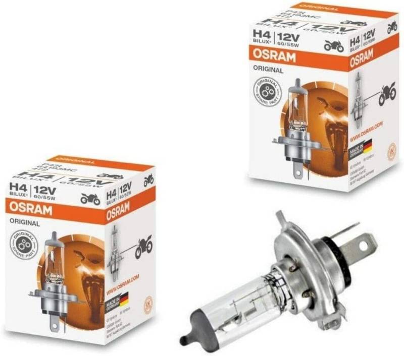 2x Osram H4 60/55W 12V P43t 64193CLC Original Klar Weiß White Ersatz langlebig Scheinwerfer Halogen Auto Lampe - E-geprüft von JURMANN