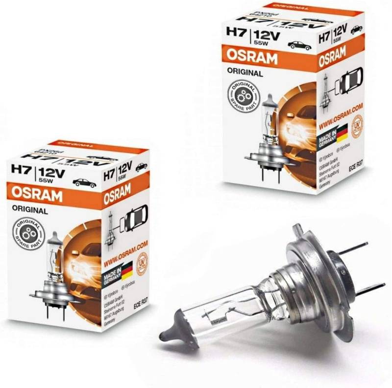 2x Osram H7 55W 12V PX26d 64210 Original Klar Weiß White Ersatz langlebig Scheinwerfer Halogen Auto Lampe - E-geprüft von JURMANN