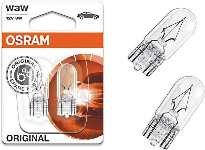 2x Osram W3W 12V T10 W2.1x9x5d 2821-02B Standard Bremslicht Hecklicht Parklicht Lizenzlicht Ersatz Halogen Auto Lampe E-geprüft von JURMANN