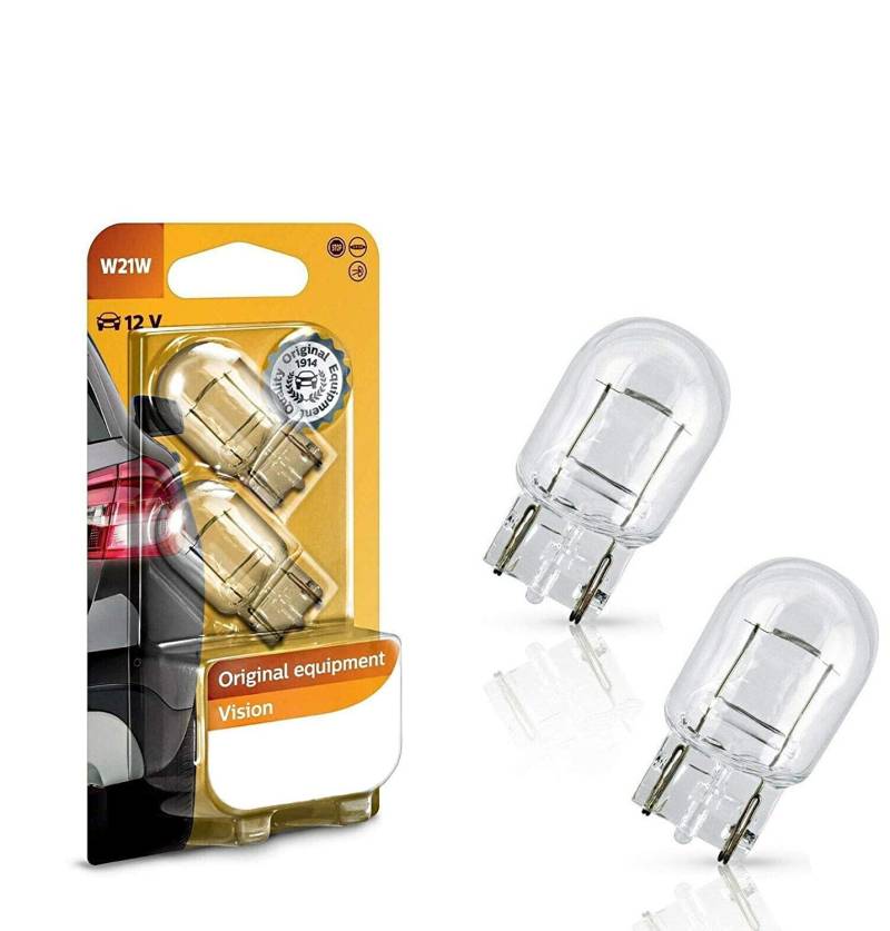 2x Philips Vision W21W 12V 12065B2 High Tech Ersatz Halogen Birne für Bremslicht Rückfahrlicht Blinker vorne und hinten E-geprüft von JURMANN