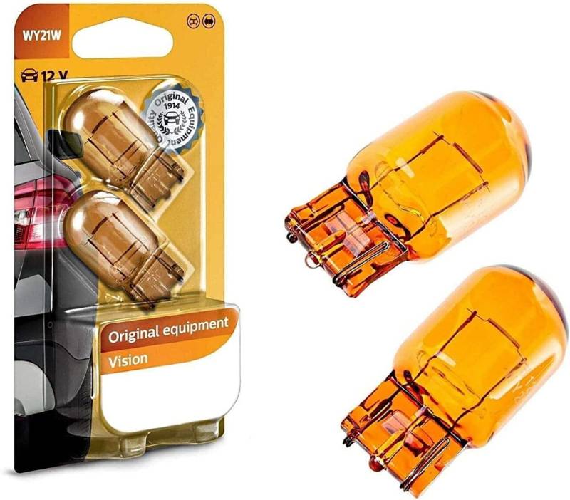 2x Philips Vision WY21W 12V 12071B2 High Tech Orange Ersatz Halogen Birne für Blinkleuchte - Blinker vorne und hinten E-geprüft von JURMANN