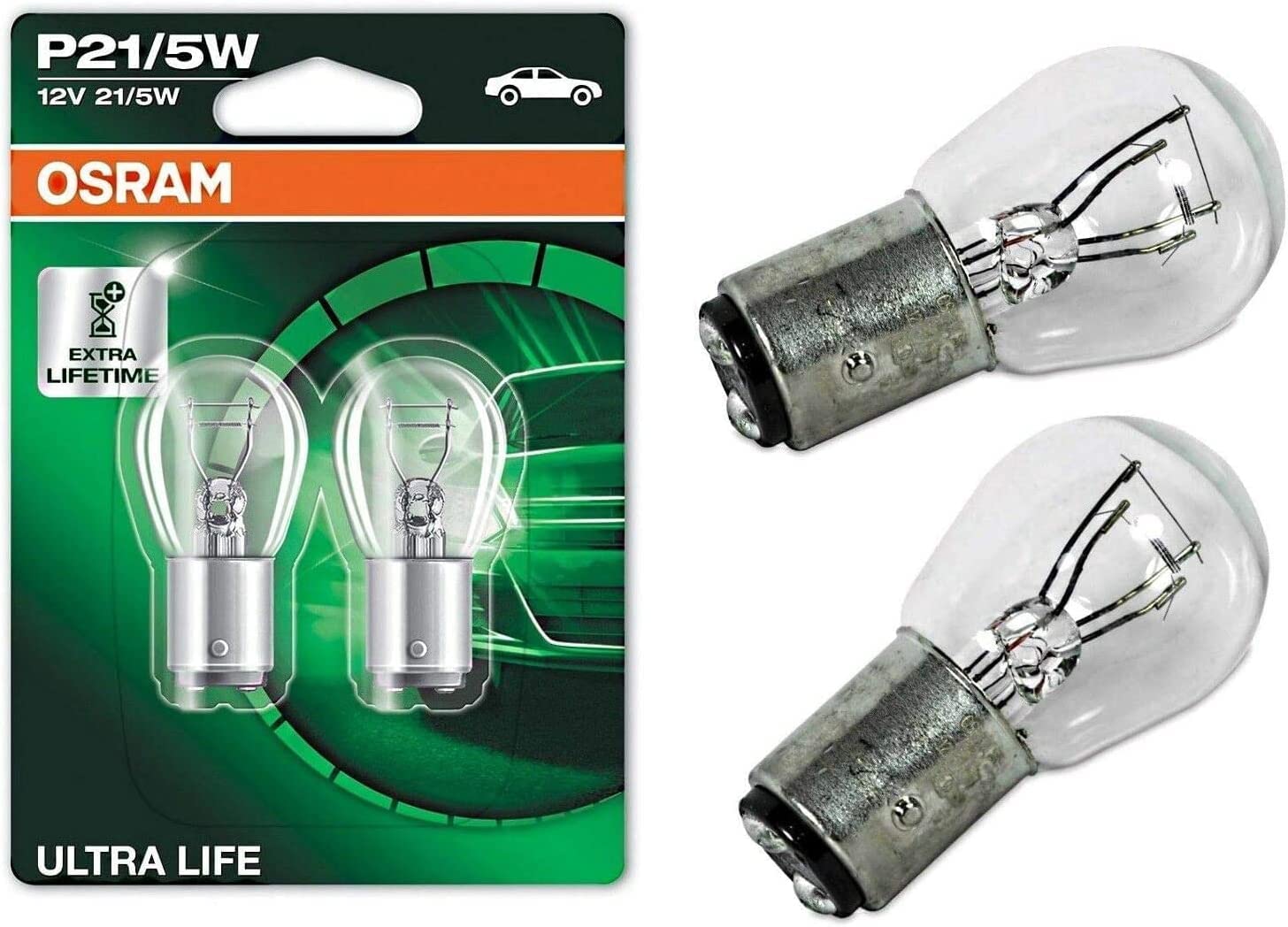 JURMANN 2x Ultra Life P21/5W 12V BAY15d 7528ULT-02B Weiß Ersatz Halogen Birne für Parklicht Rückfahrlicht Bremslicht Hecklicht Blinker E-geprüft von JURMANN