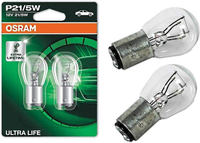 JURMANN 2x Ultra Life P21/5W 12V BAY15d 7528ULT-02B Weiß Ersatz Halogen Birne für Parklicht Rückfahrlicht Bremslicht Hecklicht Blinker E-geprüft von JURMANN