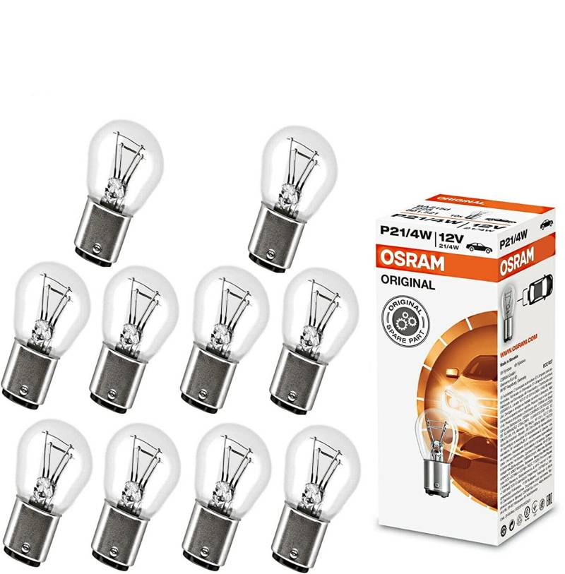 10x P21/4W 12V BAZ15d 7225 Standard Weiß Bremslicht Hecklicht Nebellicht Ersatz Halogen Lampe E-geprüft von JURMANN