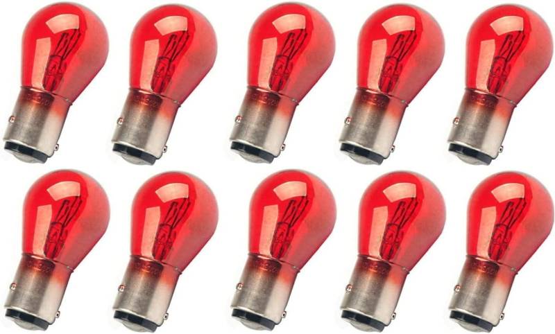 10x Jurmann PR21/5W 12V Original Rot Long Life Bremslicht Hecklicht Nebellicht vorne Halogen Ersatz Birne E-geprüft von JURMANN