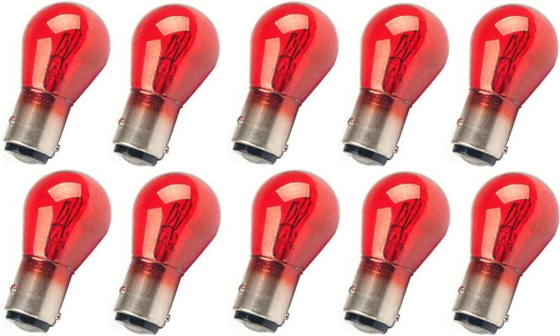 10x Jurmann PR21/5W 12V Original Rot Long Life Bremslicht Hecklicht Nebellicht vorne Halogen Ersatz Birne E-geprüft von JURMANN