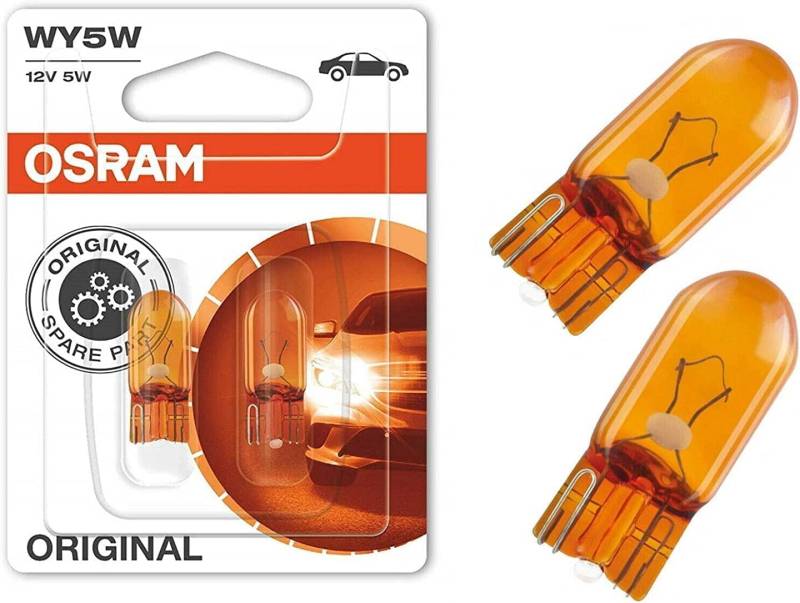 2x Original Osra.m WY5W 12V 2827NA-02B Gelb - Amber Ersatz Halogen Birne für Blinkleuchte - Blinker vorne Blinker hinten Blinker seitlich E-geprüft von JURMANN