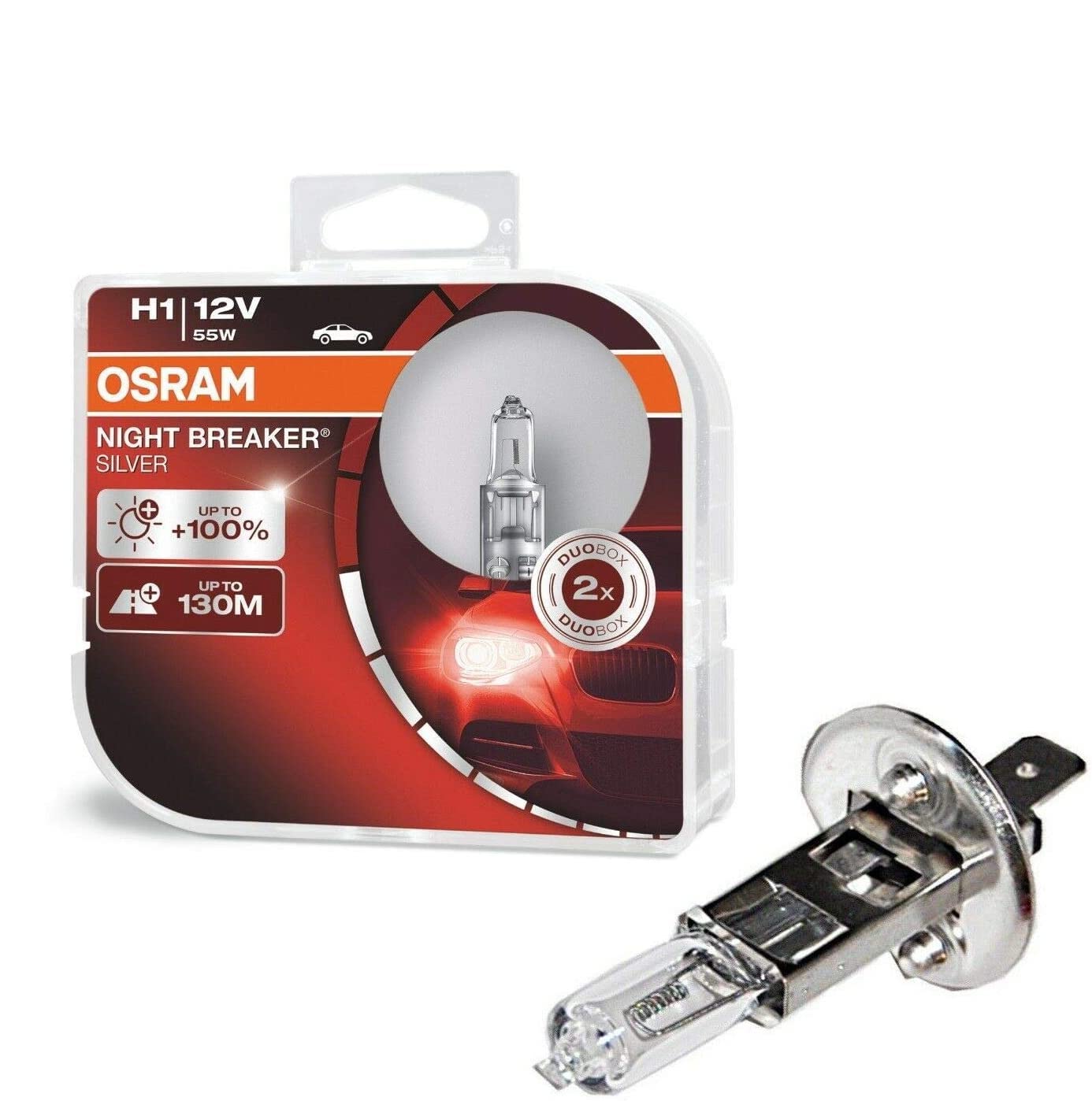 JURMANN 2x Osra.m H1 55W 12V Night Breaker Silver 64150NBS-HCB hell Weiß White Ersatz Scheinwerfer Halogen Auto Lampe - E-geprüft von JURMANN