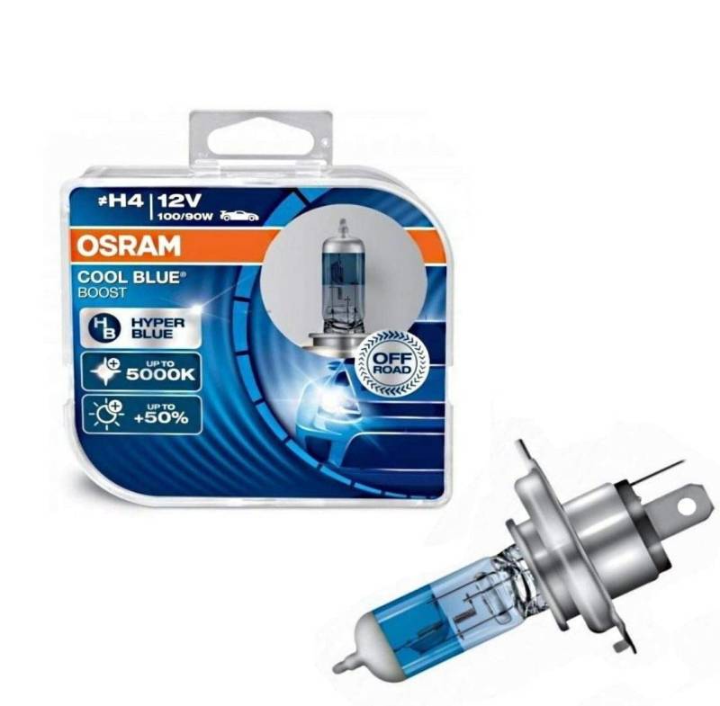 JURMANN 2x Osra.m H4 100/90W 12V Cool Blue Boost Hyper Blue 5000K 62193CBB-HCB Super Weiß Ersatz Scheinwerfer Halogen Auto Lampe - Off-Road von JURMANN