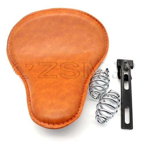 Sitzabdeckung Motorrad Motorrad Leder Solo Beifahrersitzbezug Cowl Pad Für H&Arley Sportster Bobber Chopper Custom Orange Montage von JURTBGF