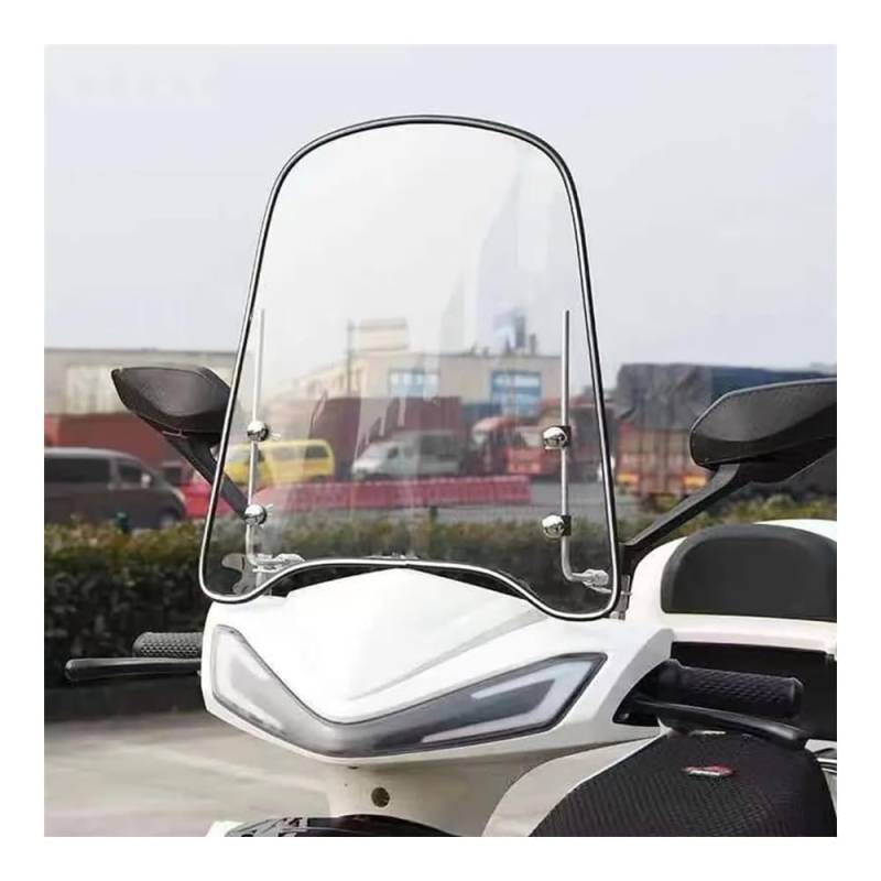 Windabweiser Motorrad Motorrad Windschutzscheibe Universal Windschutzscheibe HD Transparent Batterie Auto Blinkende Dreirad Windschutzscheibe Einstellbar Universal von JURTBGF