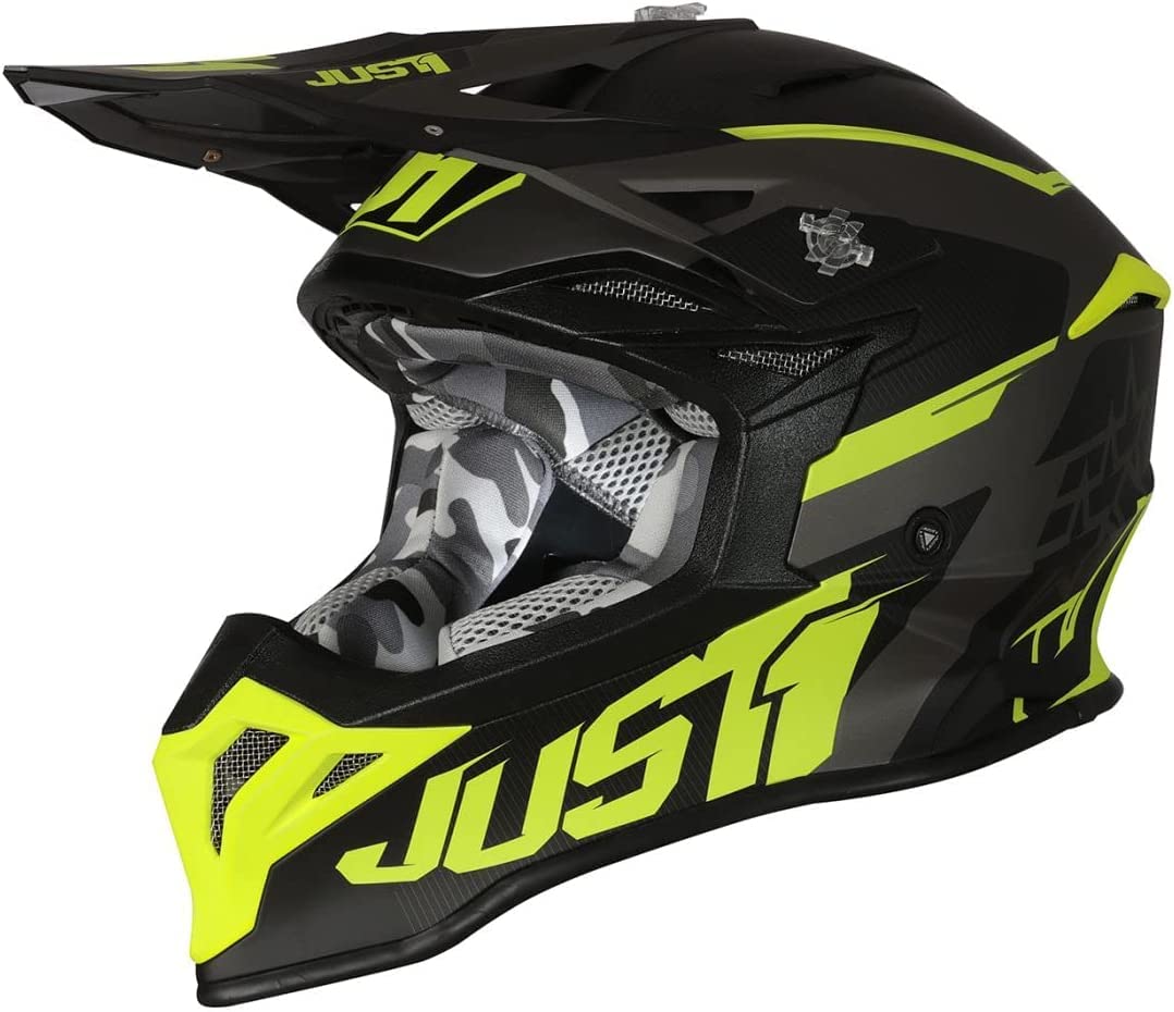 JUST1 Helmet J39 STARS Black-Yellow Fluo-Titanium Matt 60-L von JUST1