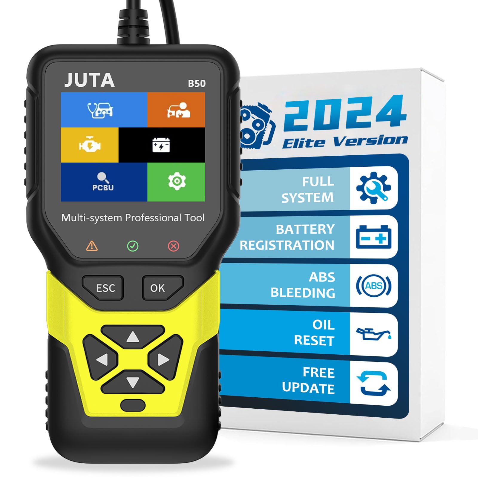 JUTA B50 Diagnosewerkzeug Kompatibel für BMW und Mini, Full Systems OBD2 Scanner mit Batterieregistrierung, Öl Reset, ABS Entlüftung, EPB OBD-II Automotive Code Reader von JUTA