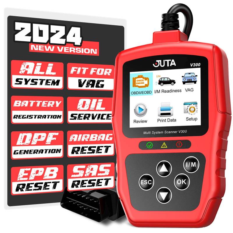 JUTA V300 Ganzes System OBD2 Diagnosegerät für Volkswagen VW Audi Skoda Seat VAG mit Öl Reset Batterie Registrierung EPB SAS TBA DPF IMMO von JUTA