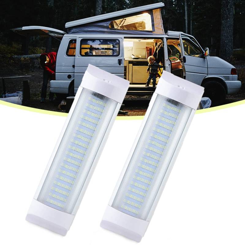 JUTTAUTO LED Innenleuchten 12V 72LEDs Lampenleisten Bar Tube mit ON/OFF Schalter, Universal Innenbeleuchtung für Auto Camper Van Bus Caravan Boot Kuppelleuchte Wohnmobil (72LEDs-Typ 2) von JUTTAUTO