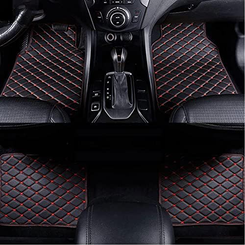 Leder Fußmatten Auto für Benz AMG A35 A45 A45S C43 C63, Nach Maß wasserdichte rutschfeste Einfach zu Reinigen Interieur Bodenmatte Full Coverage Schutz Fussmatten Auto Zubehör,BlackRed von JUZELY