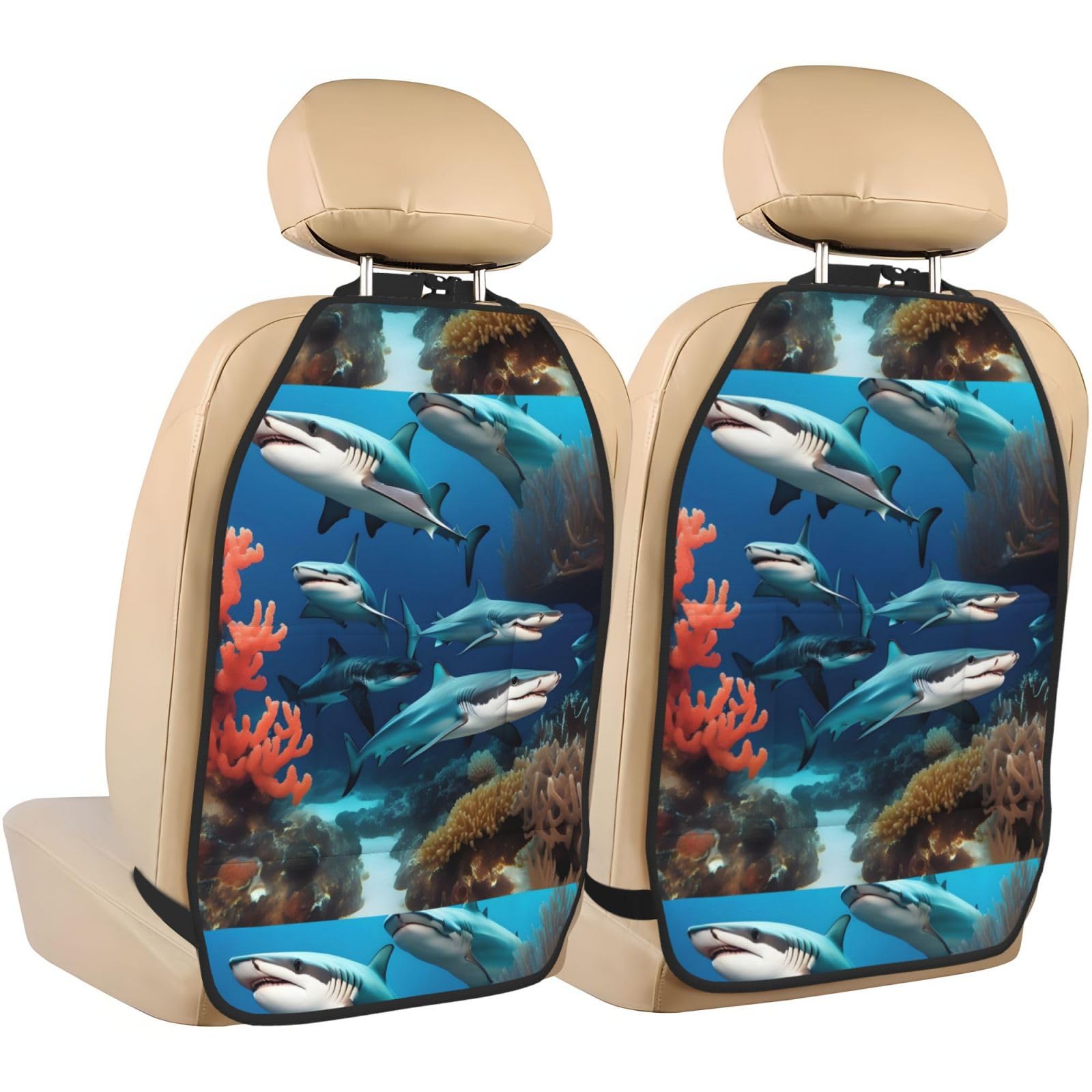 JUZGTSIT U-Boot-Haifischkorallen-Kindersitz, verstellbar, Anti-Kick-Aufbewahrungsmatte, 2 Stück, 47 x 67,1 cm, für SUV, LKW, Innenzubehör von JUZGTSIT