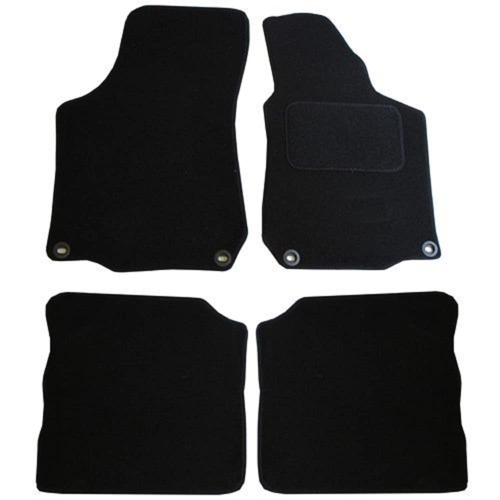 JVL Volkswagen VW Bora 1999–2005 Auto zugeschnitten Badematten-Set mit 4 Oval Clips – Schwarz von JVL