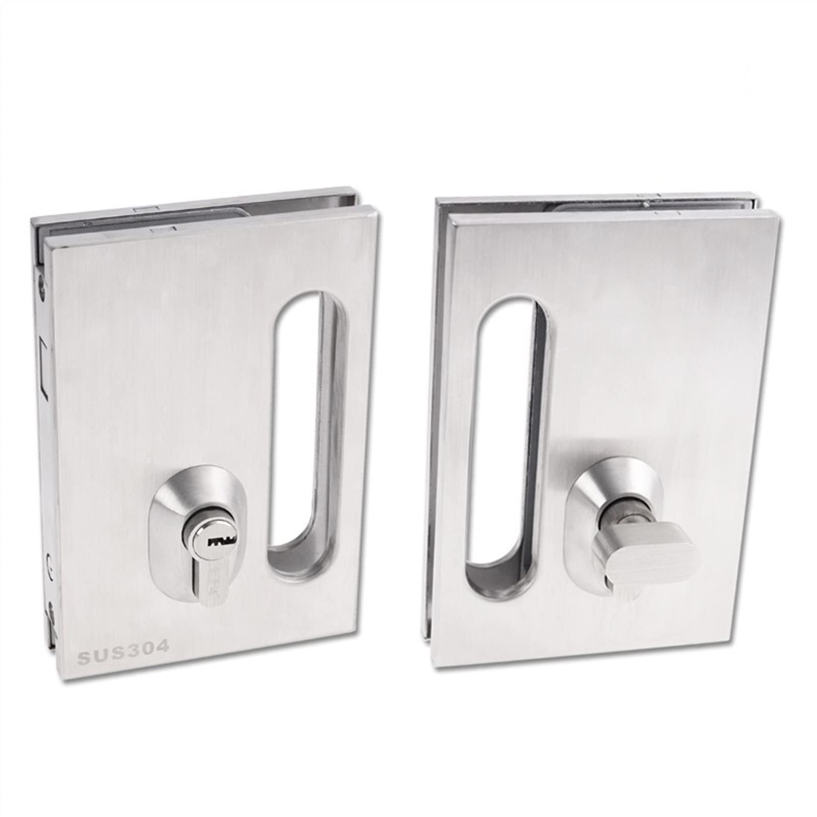 Glasschloss aus Zinklegierung, Glastürschloss aus Edelstahl, Türschloss aus Edelstahl SUS304 for Büro, Hotel, Damen, Kleidertasche, Ladentür, Gebäude MS491(Double Door Lock) von JVNALwnkv