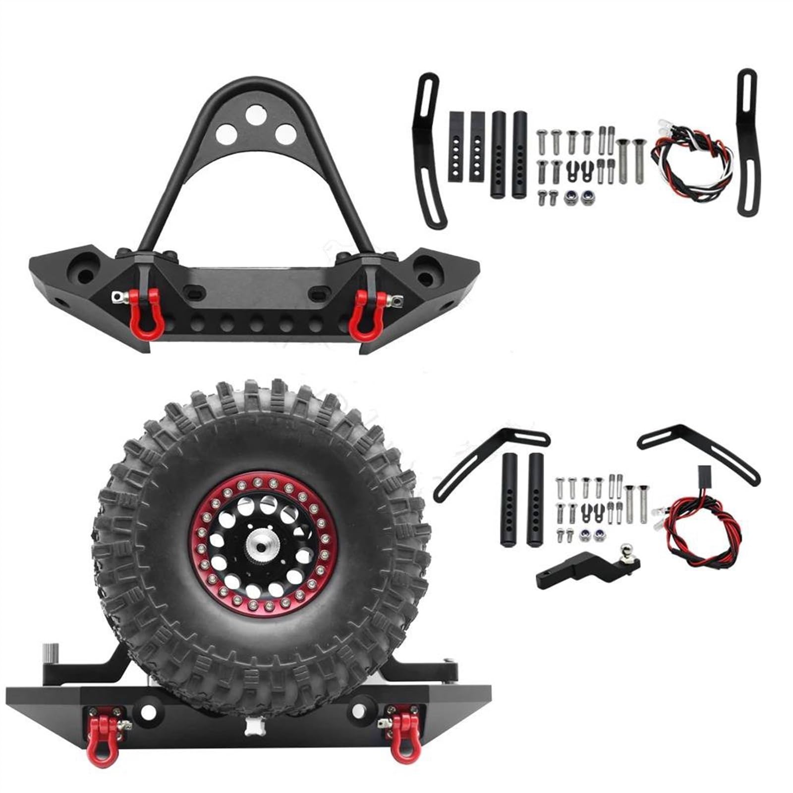 JVRWSC Für Axial Für SCX10 Für SCX10 II 900046 AXI03007 Für BRT 86181 Für TRX4 1/10 Metall Vorne Hinten Stoßstange Mit Ersatz 1,9 "Reifen RC Crawler Auto Upgrade Teile RC Spielzeugautoteile(Size E5) von JVRWSC