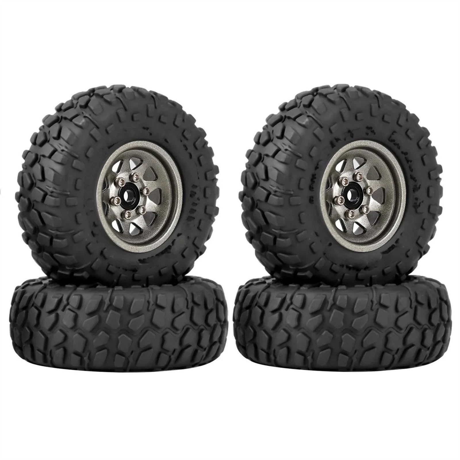 JVRWSC Für Axial Für SCX24 AX24 Für Enduro24 Für TRX4M Für FCX24 1/18 1/24 RC Crawler Auto Upgrade Teile 50mm Metall 1,0 "Beadlock Deep Dish Rad Reifen Set RC Spielzeugautoteile(Gray) von JVRWSC