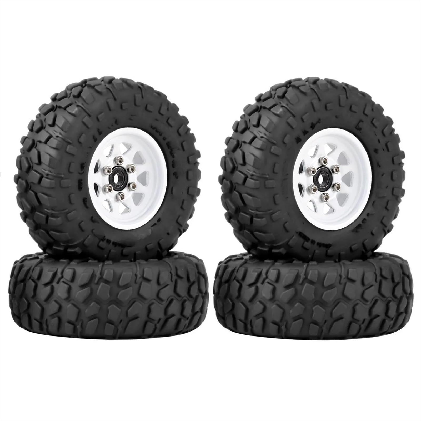 JVRWSC Für Axial Für SCX24 AX24 Für Enduro24 Für TRX4M Für FCX24 1/18 1/24 RC Crawler Auto Upgrade Teile 50mm Metall 1,0 "Beadlock Deep Dish Rad Reifen Set RC Spielzeugautoteile(White) von JVRWSC