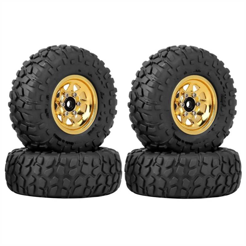 JVRWSC Für Axial Für SCX24 AX24 Für Enduro24 Für TRX4M Für FCX24 1/18 1/24 RC Crawler Auto Upgrade Teile 50mm Metall 1,0 "Beadlock Deep Dish Rad Reifen Set RC Spielzeugautoteile(Yellow) von JVRWSC