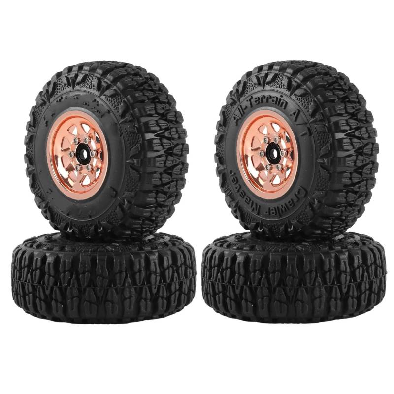 JVRWSC Für Axial Für SCX24 AX24 Für Enduro24 Für TRX4M Für FMS FCX24 1/18 1/24 RC Crawler Auto-Tuning-Teile, Metall, 1,0 Zoll Beadlock Deep Dish Rad-Reifen-Set RC Spielzeugautoteile(Metallic) von JVRWSC