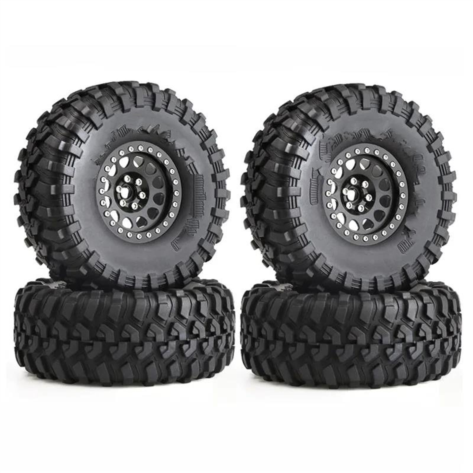 JVRWSC Für Axial SCX10 Für Wraith RR10 Für Capra Für Traxxas Für TRX4 YK4082 YK4083 1/10 2,2 "Beadlock Felge Reifen Set RC Crawler Auto Teile 135mm RC Spielzeugautoteile(Black) von JVRWSC