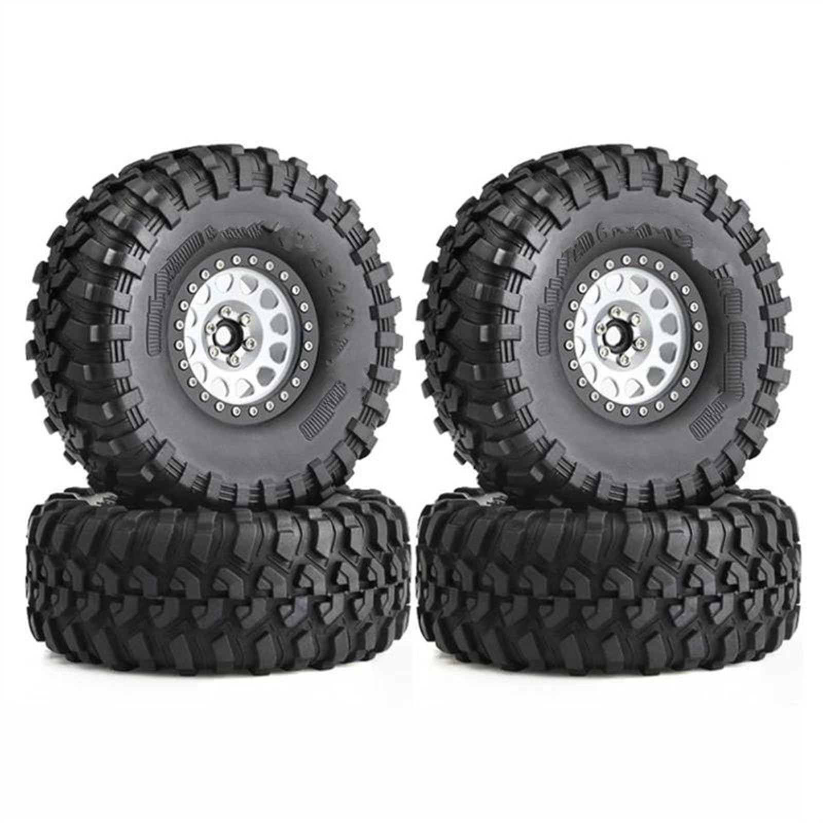 JVRWSC Für Axial SCX10 Für Wraith RR10 Für Capra Für Traxxas Für TRX4 YK4082 YK4083 1/10 2,2 "Beadlock Felge Reifen Set RC Crawler Auto Teile 135mm RC Spielzeugautoteile(Silver) von JVRWSC