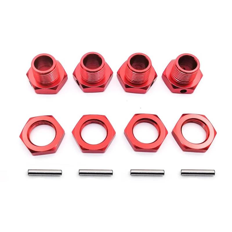 JVRWSC Für HPI Für HSP Für Losi Für Axial Für Kyosho Für Tamiya 81011 1/8 M17 17 Mm Radsechskantnaben Adaptermutter Stift Staubschutzabdeckung RC-Modellautoteile RC Spielzeugautoteile(Red) von JVRWSC