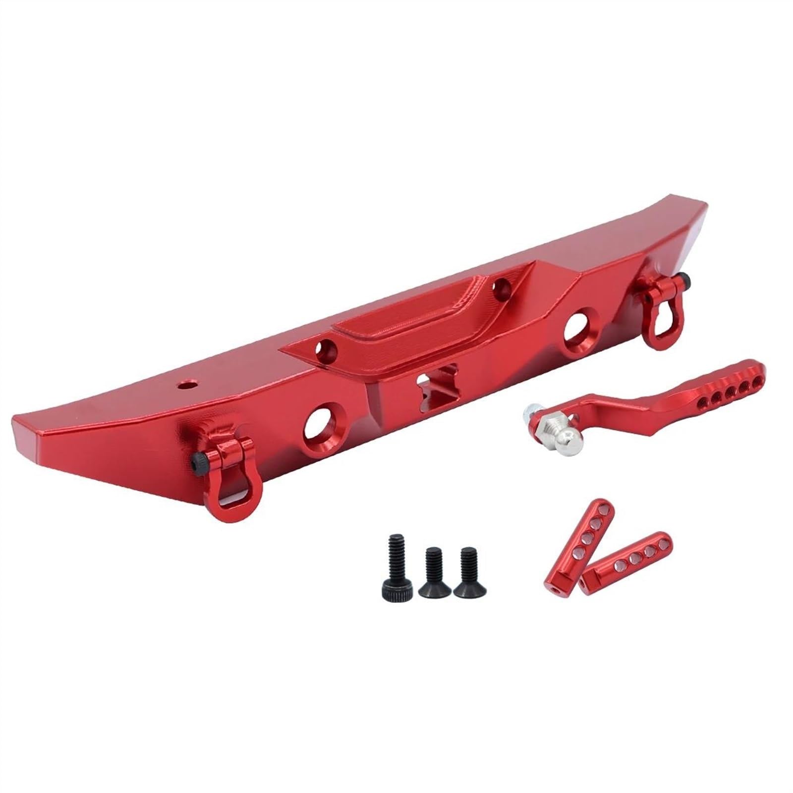 JVRWSC Für MN128 Metall Vorne Hinten Stoßstange Mit Anhängerkupplung Schäkel Winde Loch 1/12 RC Crawler Upgrade Teile Ersatz Auto Zubehör RC Spielzeugautoteile(Red,Rear) von JVRWSC