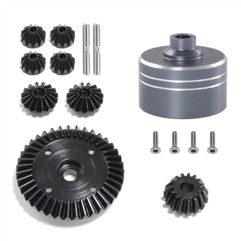 JVRWSC Für Tamiya Für TT02 TT02B XV02 1/10 Metall Differential Gehäuse Und Stahl Differential Getriebe Set RC Auto Upgrade Teile Refit Zubehör RC Spielzeugautoteile(Gray) von JVRWSC