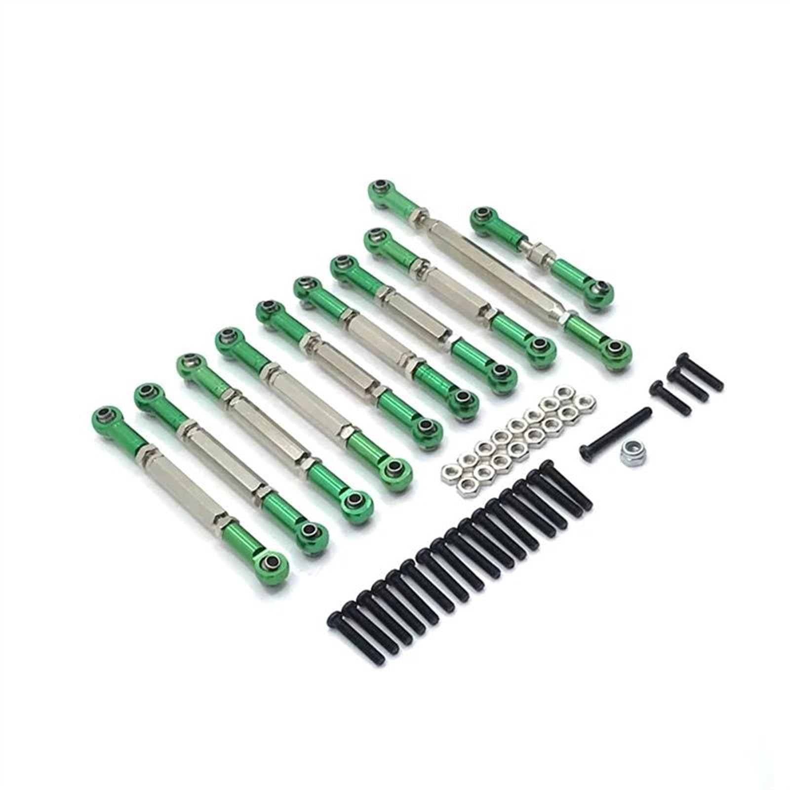 JVRWSC Für WPL C14 C24 1/16 Metall Zugstange Lenkstange Für Chassis Stange Set Teile Ersatz RC Auto Upgrade Änderung Zubehör RC Spielzeugautoteile(Green) von JVRWSC