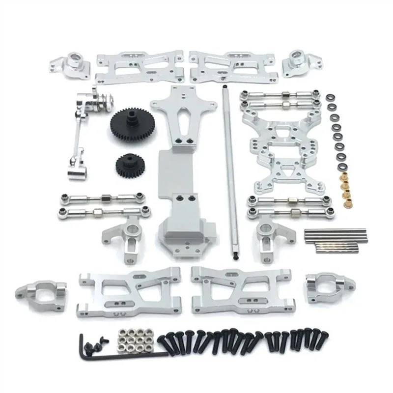 JVRWSC Für Wltoys 144001 144002 144010 1/14 Metall Upgrade Teile Kits Schaukel Arm Link Stange Lenkung Block Tasse Antriebswelle Lager RC Auto Zubehör RC Spielzeugautoteile(Silver) von JVRWSC